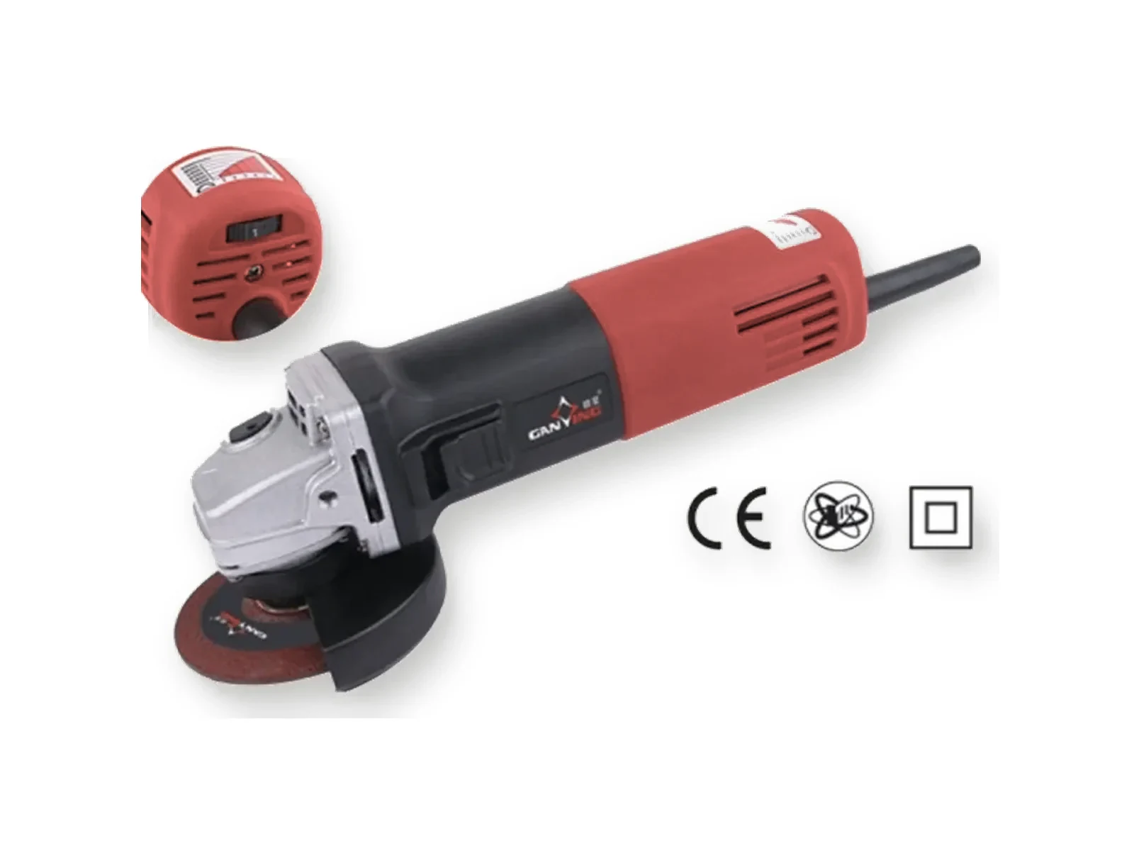 GANXING GX2812 Angle Grinder with Brushless Motor, Variable Speed, and Ergonomic Bail Handle main product view
