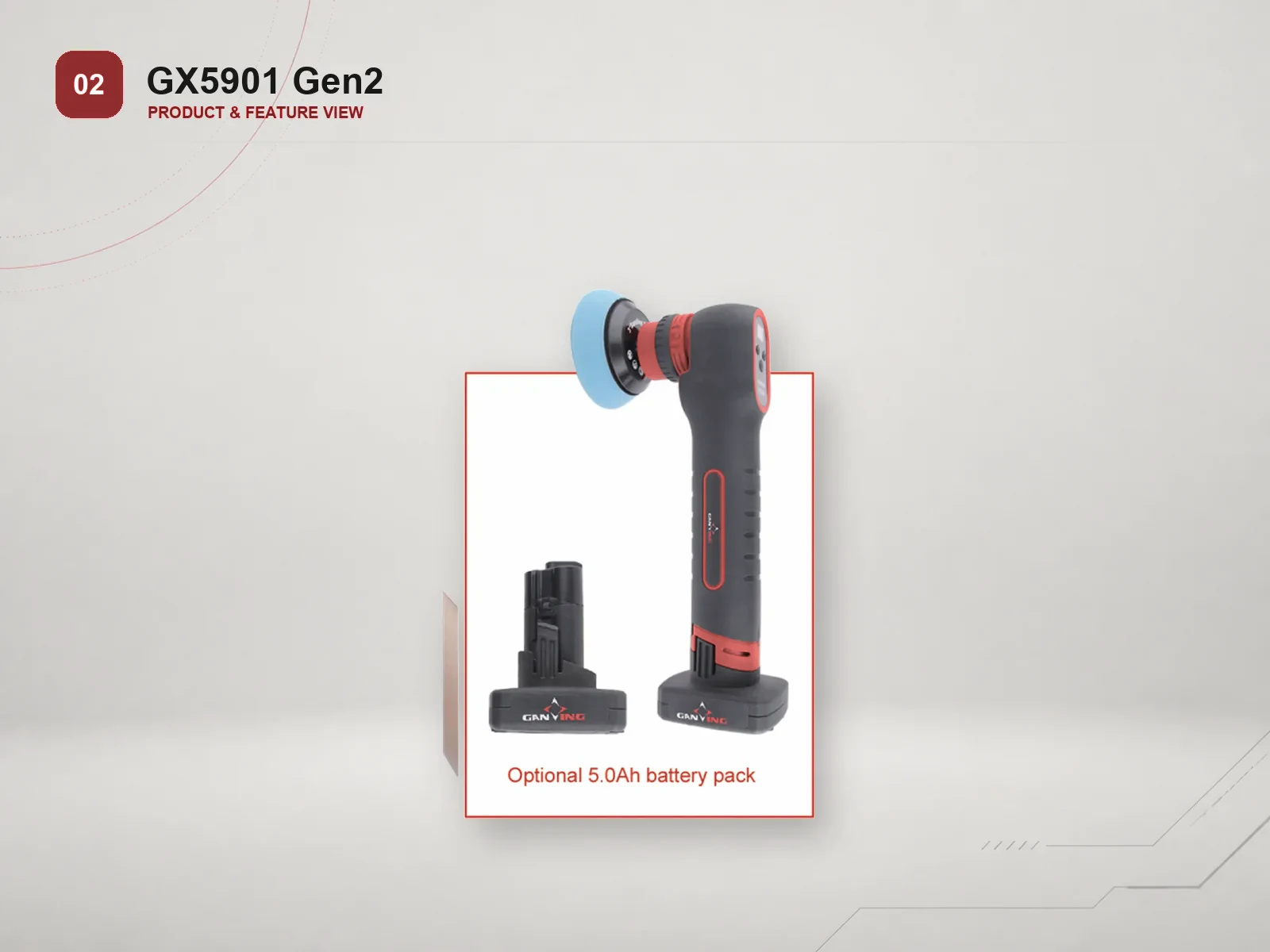 GANXING GX5901 Gen2 Smart 12 V cordless polisher with rotary and free-running random orbital modes and a quick-change working head product view 2