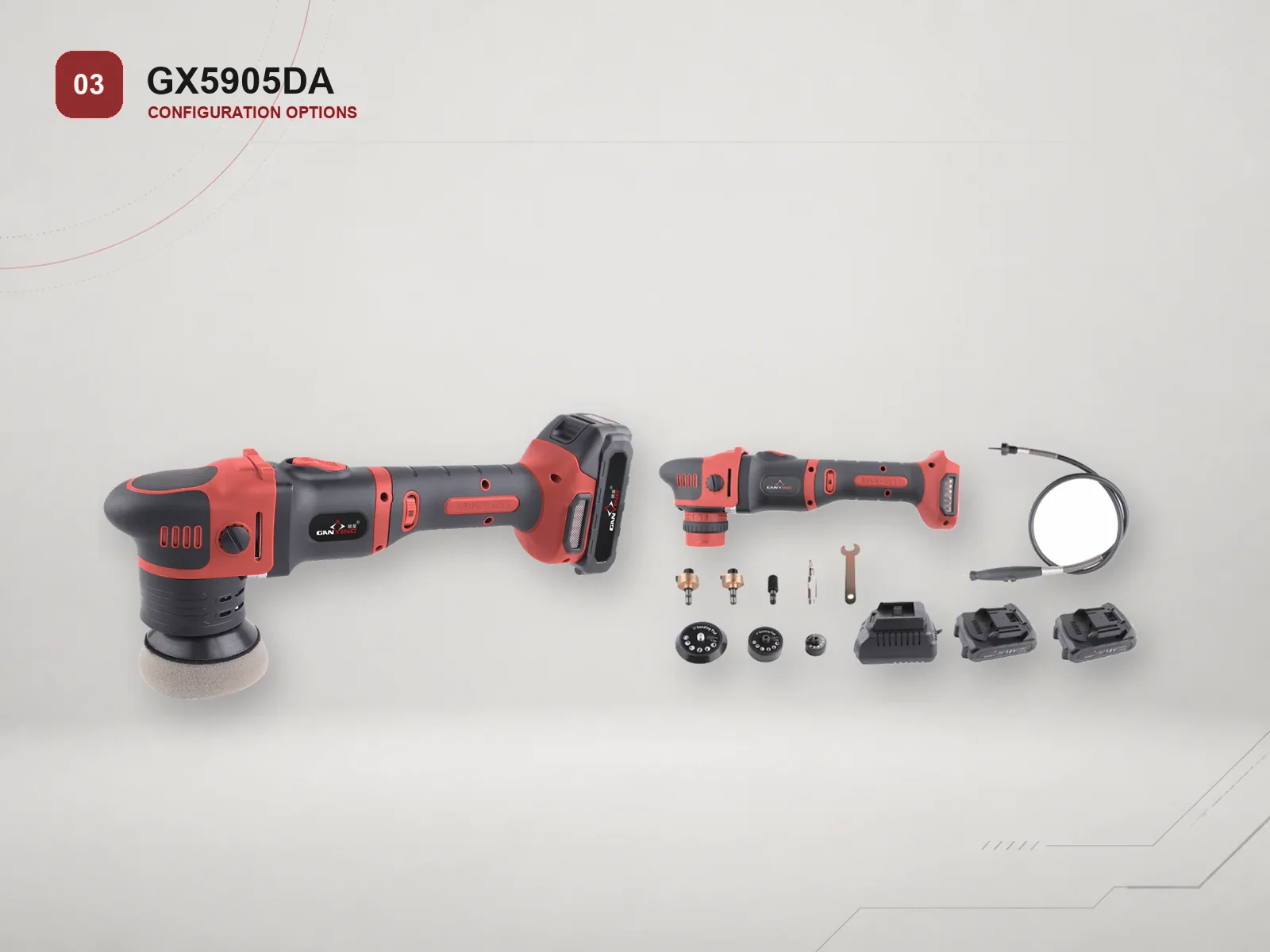GANXING GX5905DA Cordless eccentric polisher with random orbital product view 2