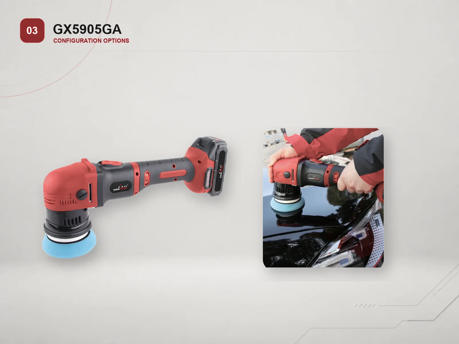 GANXING GX5905GA Cordless eccentric Polisher with forced rotation product view 3