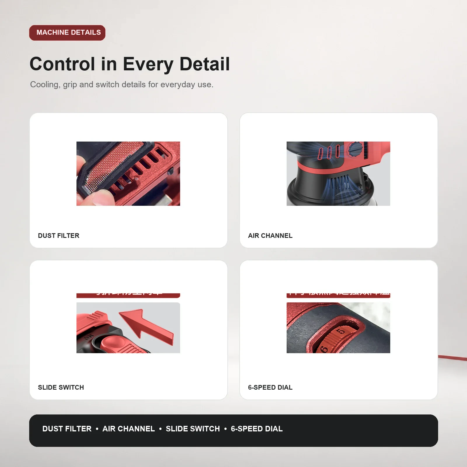 GANXING GX5905RO Cordless rotary polisher machine details