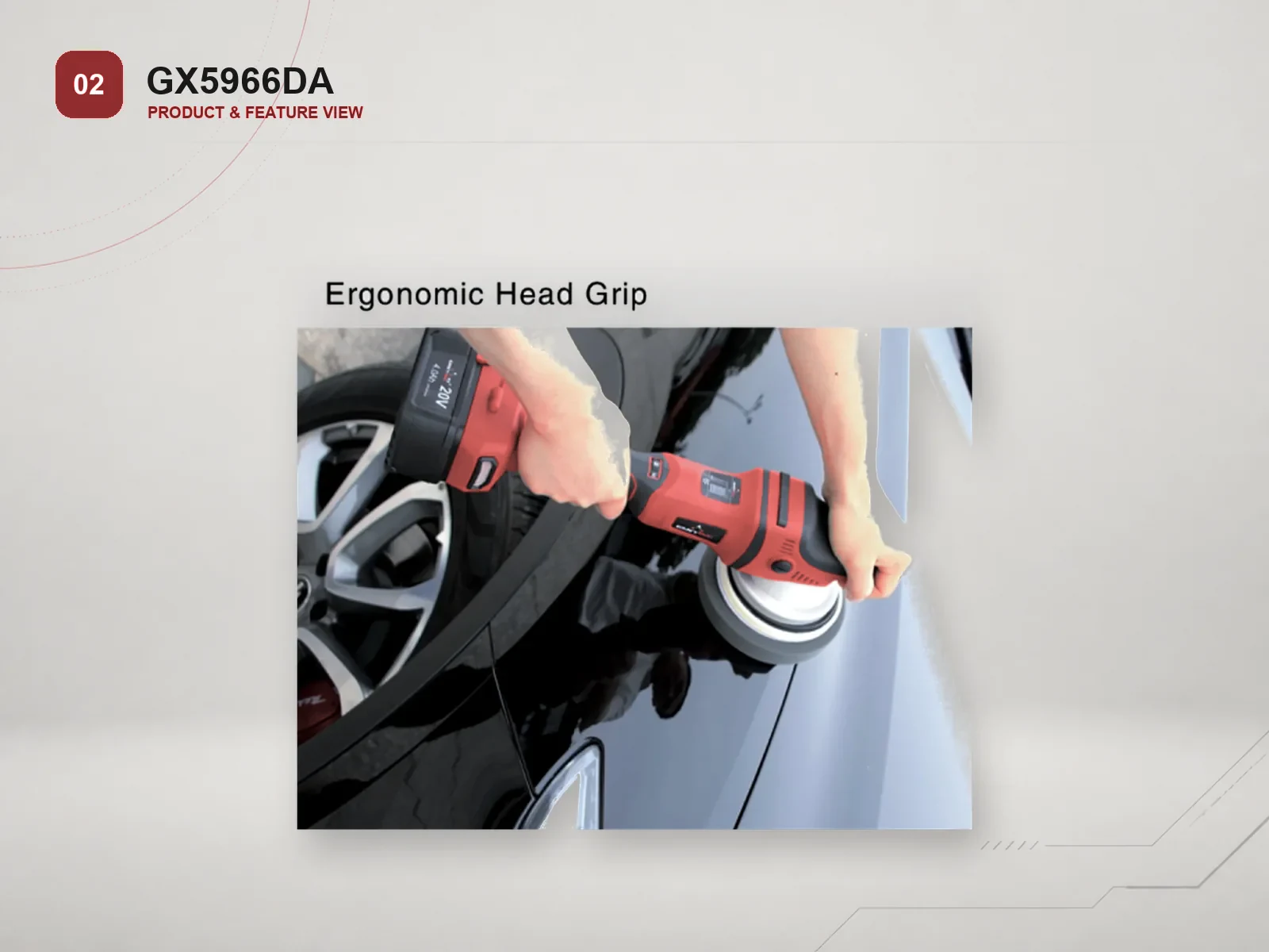 GANXING GX5966DA Cordless eccentric polisher with random orbital product view 2