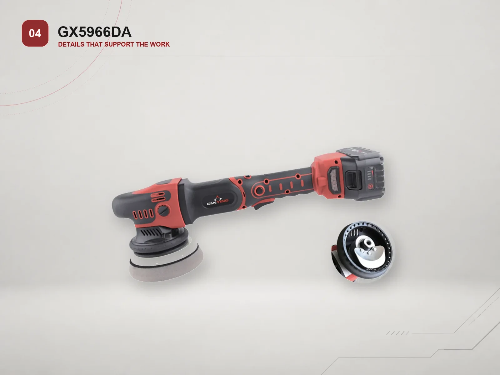 GANXING GX5966DA Cordless eccentric polisher with random orbital product view 4