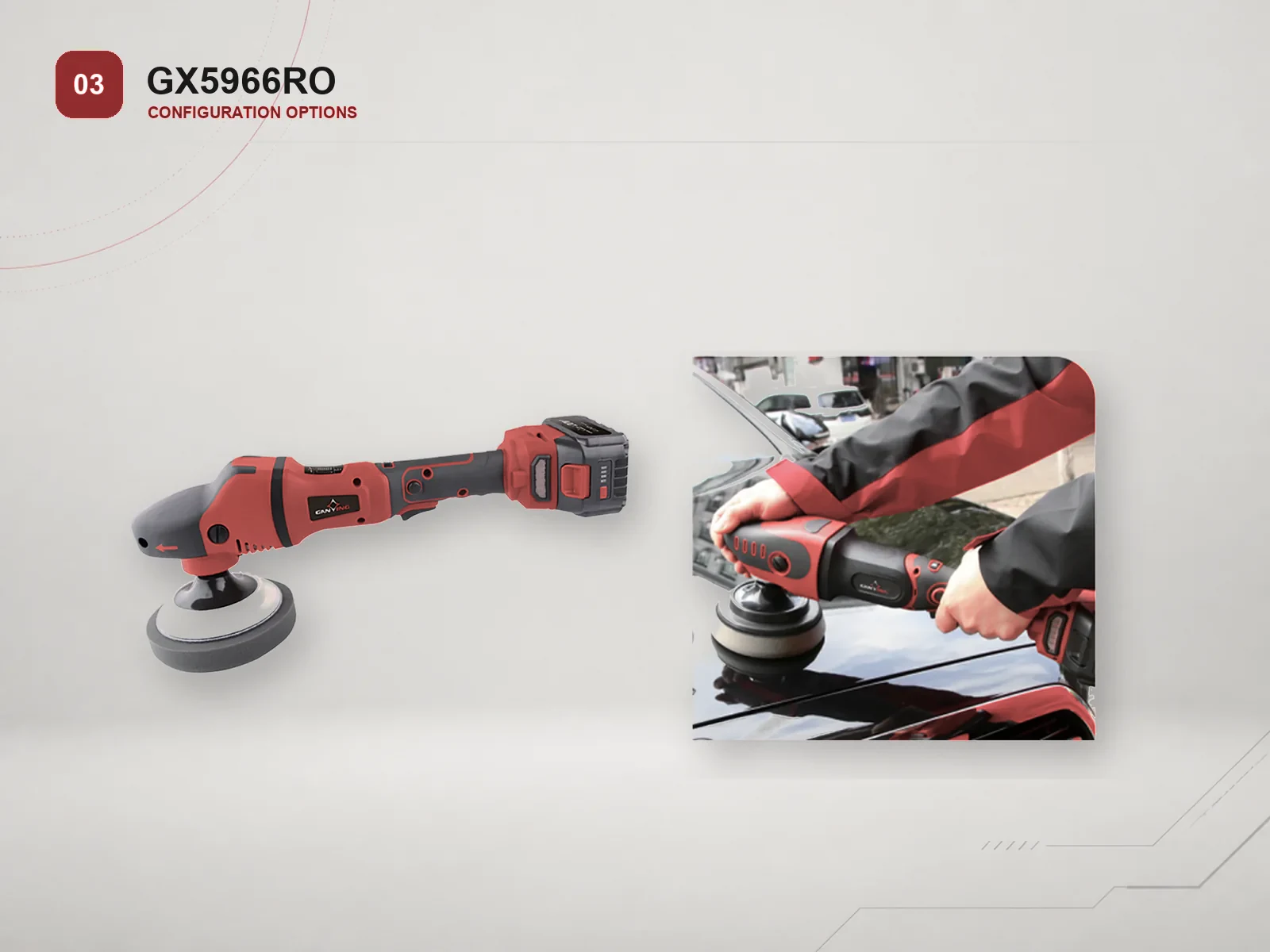 GANXING GX5966RO Cordless rotary polisher product view 3