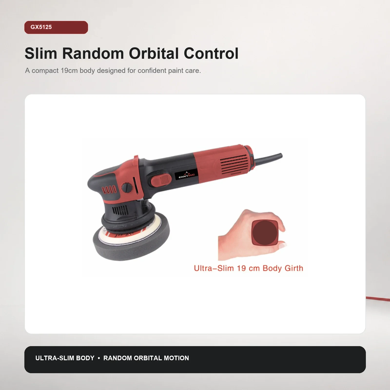 GANXING GX5125 Random Orbital Polisher, Ergonomic design for comfortable handling product view 2