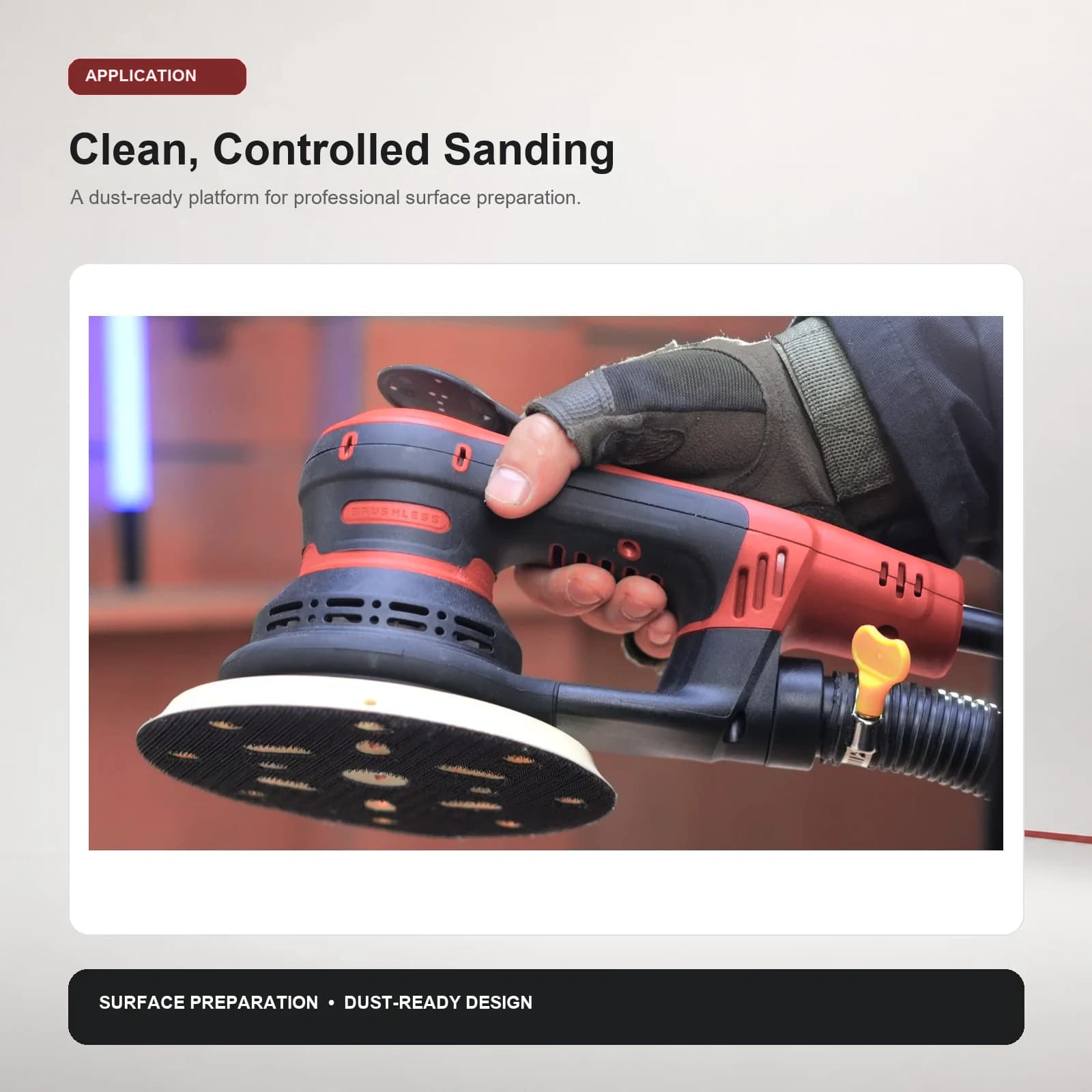 GANXING GX5805 Random Orbital Sander, LED Speed Display, Hall Sensor Switch, Brushless Motor, Dust-Free Sanding product view 4