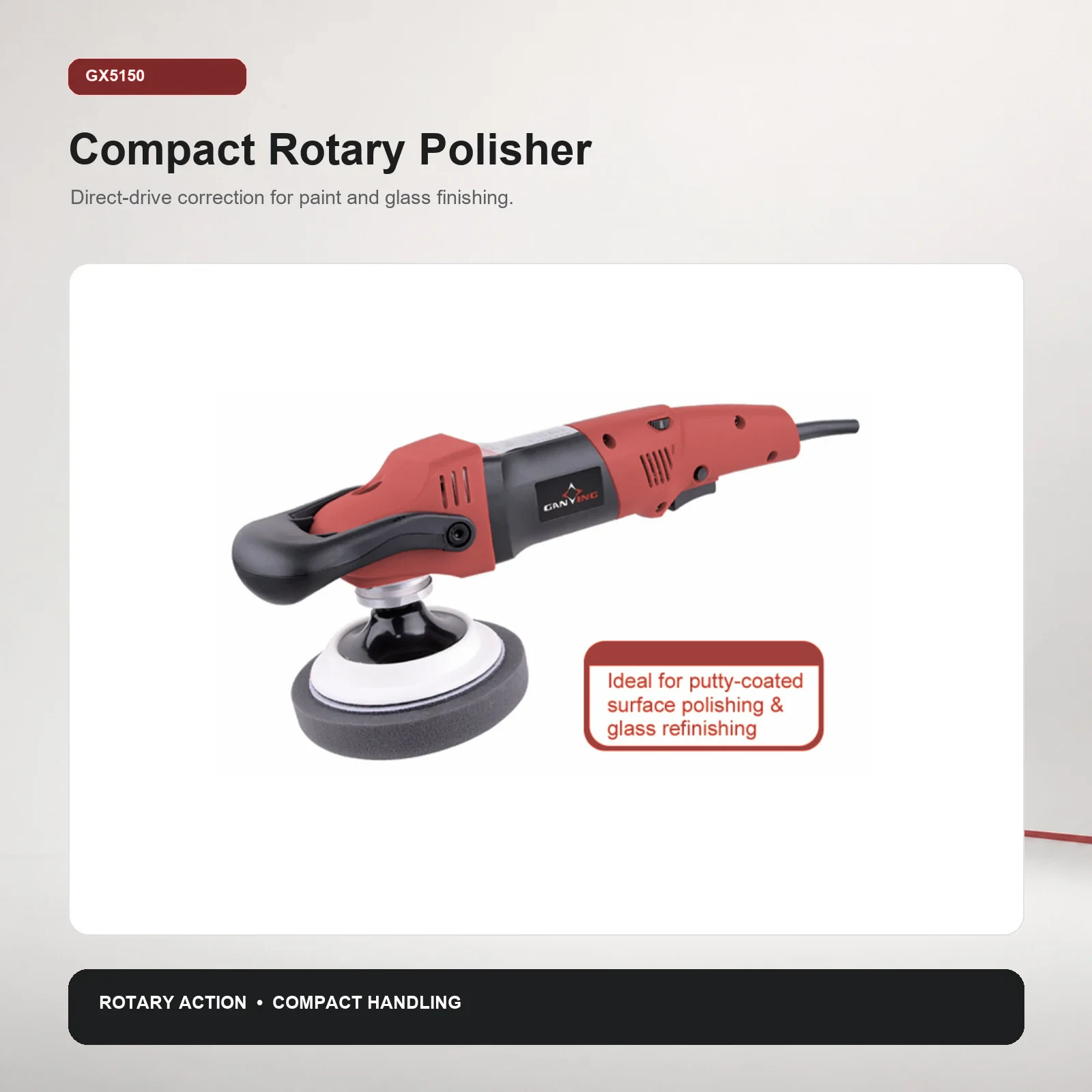GANXING GX5150 Rotary Polisher for Glass Repair, Scratch Removal, and Putty Surface Finishing product view 2