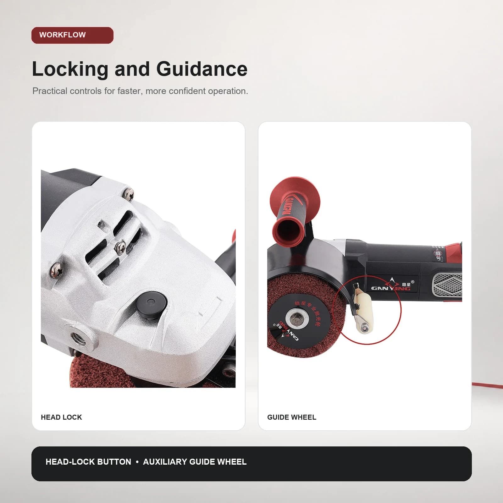 GANXING GX5188 Burnishing Polishing Machine lock and guide