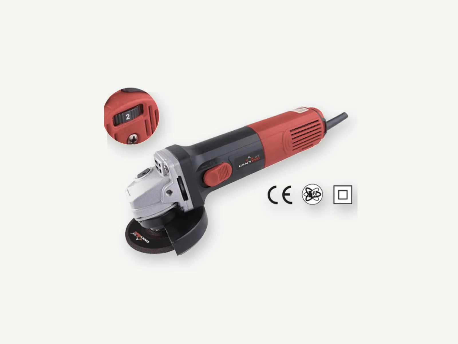 GANXING GX2813 Angle Grinder with Brushless Motor, Variable Speed, and Ergonomic Bail Handle main product view
