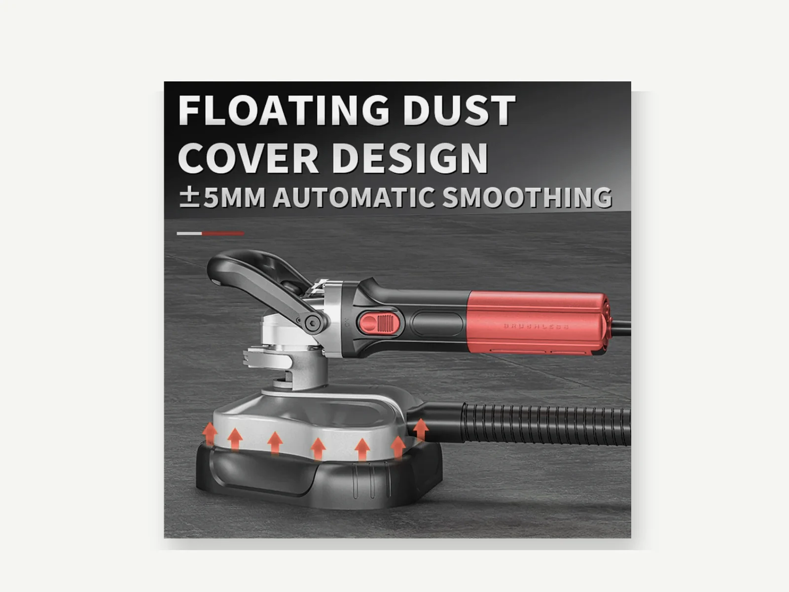 GANXING GX59100-3 Three-Head Concrete Grinder with Six-Speed Precision Control and Efficient Heat Dissipation. The Removable Top Cover Enables Close-to-Edge and Corner Grinding. Compatible with Multiple Grinding Discs for Walls and Floors, with an External Dust-Extraction Port for Vacuum Connection. product view 3